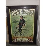 An oak framed retro print of HOWE Bicycles