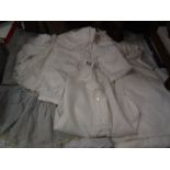 4 early 20th century Christening dresses with lace embroidery plus dolls clothes etc.
