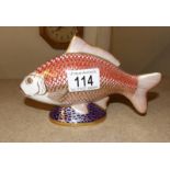 A Royal Crown Derby model of a carp fish.