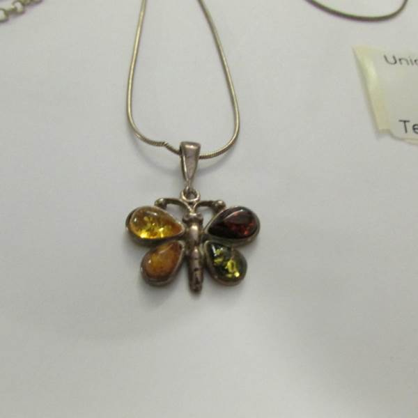 2 silver pendants, one set amber and the other marcasite. - Image 3 of 3