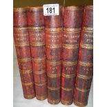 A 5 volume set of Picturesque England, mid 19th century with an abundance of steel engravings.