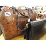 An art deco snake skin large bag,