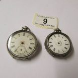2 vintage fob watches, continental silver/stamped.