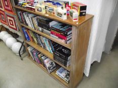 A pine book case.