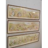 3 oblong framed and glazed pictures featuring Beatrix Potter characters