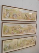 3 oblong framed and glazed pictures featuring Beatrix Potter characters