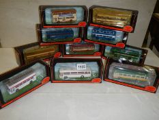 Ten 1:76 scale Exclusive First Editions (EFE) die cast model buses.