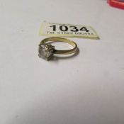 A 9ct gold ring set white stone, size M. total weight 2.5 grams.