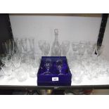 A boxed pair of Royal Doulton Monique crystal wine glasses and large selection of glassware