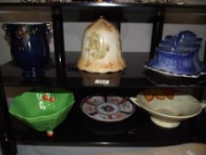 A Beswick leaf bowl, blue and white cheese dish etc.