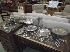 A mixed lot of silver plate comports,