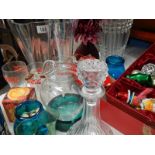 A mixed lot of glass vases.