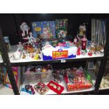 2 shelves of vintage Christmas tree decorations etc.