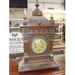 A large Edwardian oak mantle clock i.w.o.