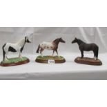 3 stallion figures being Appaloosa, Quarterhorse and coloured.