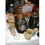 A mixed lot of pots, tray, vase etc.