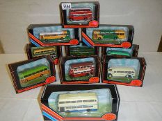 Ten 1:76 scale Exclusive First Editions (EFE) die cast model buses.