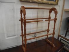 A pine towel rail