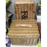 A F&M wicker empty basket etc