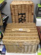 A F&M wicker empty basket etc