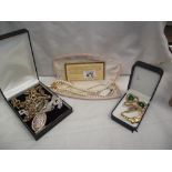A mixed lot of costume jewellery including pearls etc.