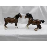 2 Beswick shire horses.