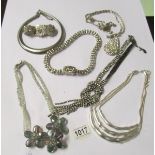 A mixed lot of designer style necklaces including crystal, paste and others. 7 in total.