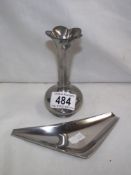 A pin tray by Gense of Sweden and a Norwegian pewter flutted top bud vase