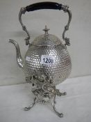 A good quality silver plate kettle on stand, complete,