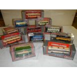 Eleven 1:76 scale Exclusive First Editions (EFE) die cast model buses.