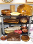 A good selection of wooden items including bowls,