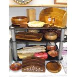 A good selection of wooden items including bowls,