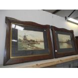 A pair of 1930's framed Dutch scened watercolours in good frames