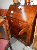 An oak book case.