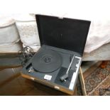 A portable record player.