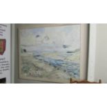 A large oil on canvas coastal scene, 130 x 110 cm,