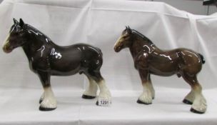 2 ceramic shire horses.