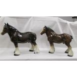 2 ceramic shire horses.