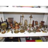 A selection of brass and copper ornaments etc.