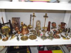 A selection of brass and copper ornaments etc.