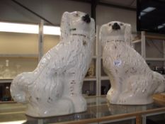 A pair of large Victorian Staffordshire mantlepiece dogs a/f