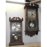 A 1970s ITF 31 day wall clock and a darkwood stained Highlands 31 day mantel / wall clock
