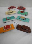Eight Dinky American cars.