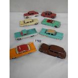 Eight Dinky American cars.