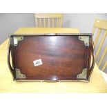 An early 20c French brass bound mahogany tea tray