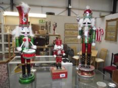 2 musical painted wooden nutcracker Christmas figures and 1 other