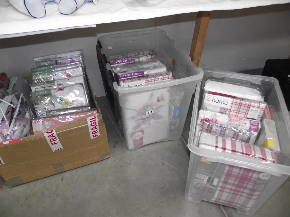 3 boxes of duvet covers, sheets and pillowcases,