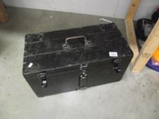 A vintage pine tool box and contents
