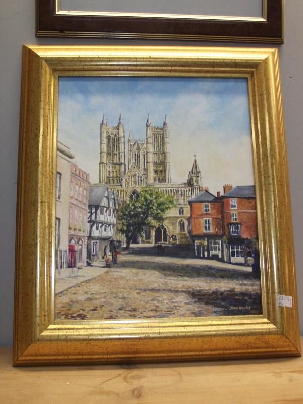 5 assorted original pictures including watercolours featuring York Minster from Low Petergate - Image 3 of 6
