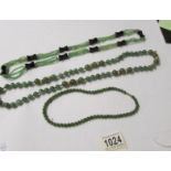 3 good green stone necklaces, 2 are possibly jade.